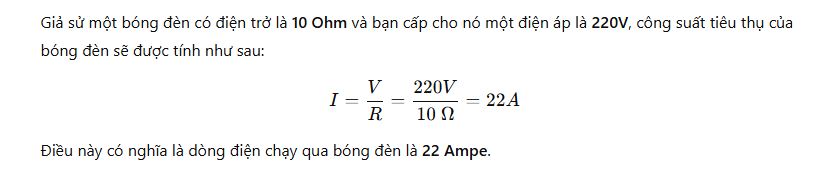 Ví dụ về Volt và định lý Ohm